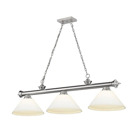 Cordon 3 Light Billiard, Brushed Nickel & Matte Opal